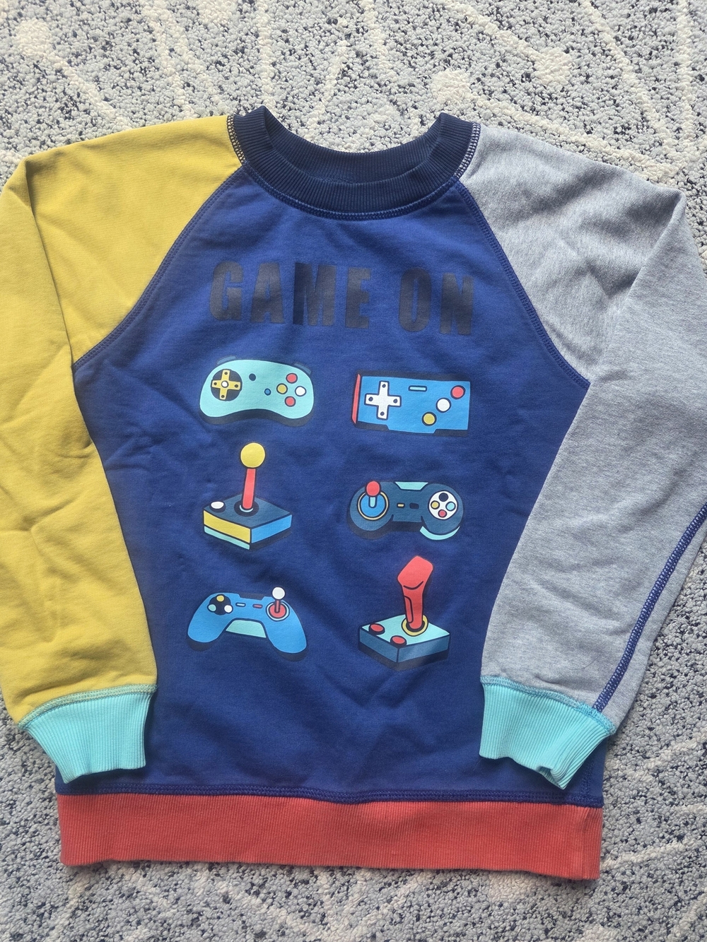 Hanna Andersson Game On Colorblock Sweatshirt - Blue/Mustard/Grey